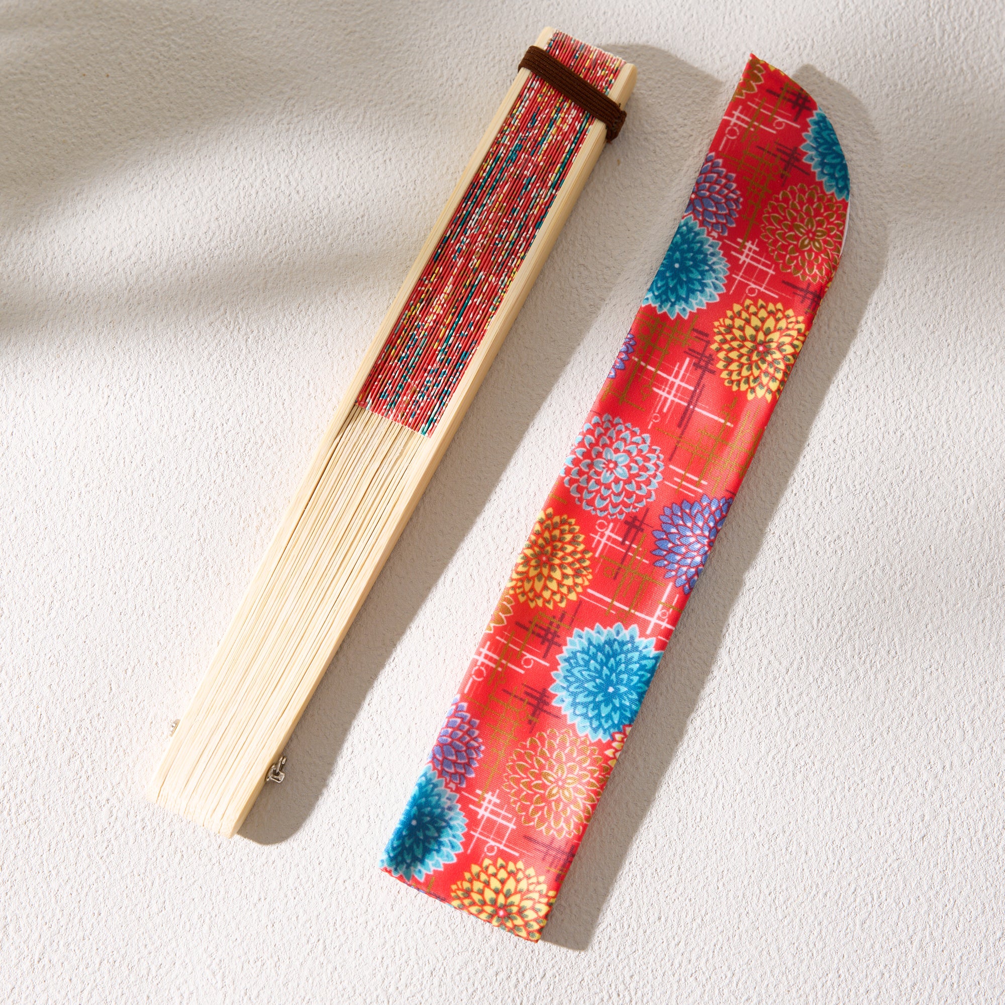 Yuzen Folding Fan (Red Chrysanthemum)