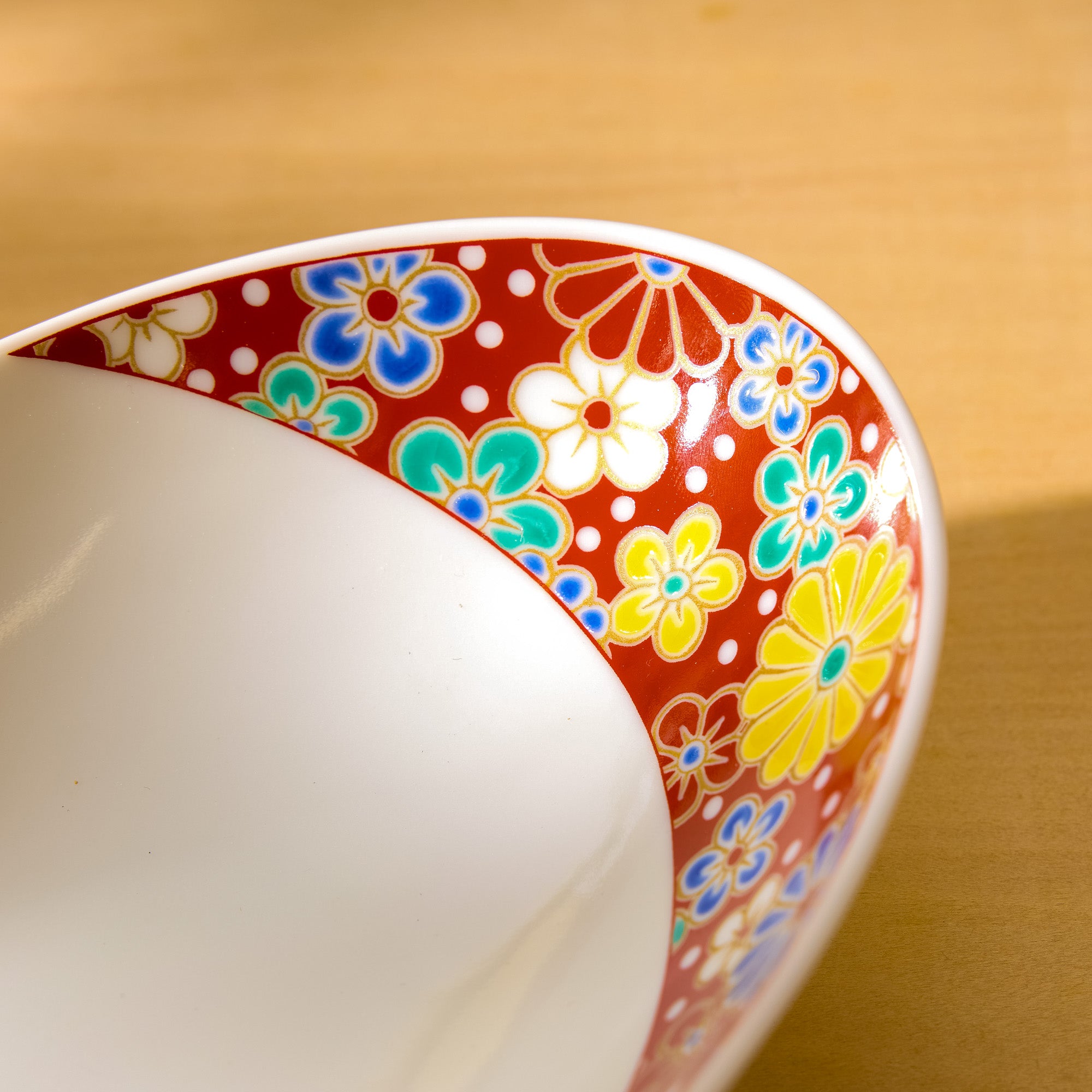 Flower Kutani Ware Oval Bowl