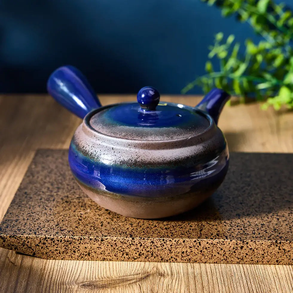 A blue and mauve Japanese teapot for Father's Day. 