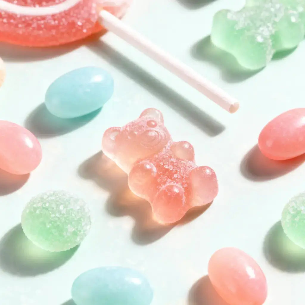 A bunch of Japanese gummies and jelly beans. 