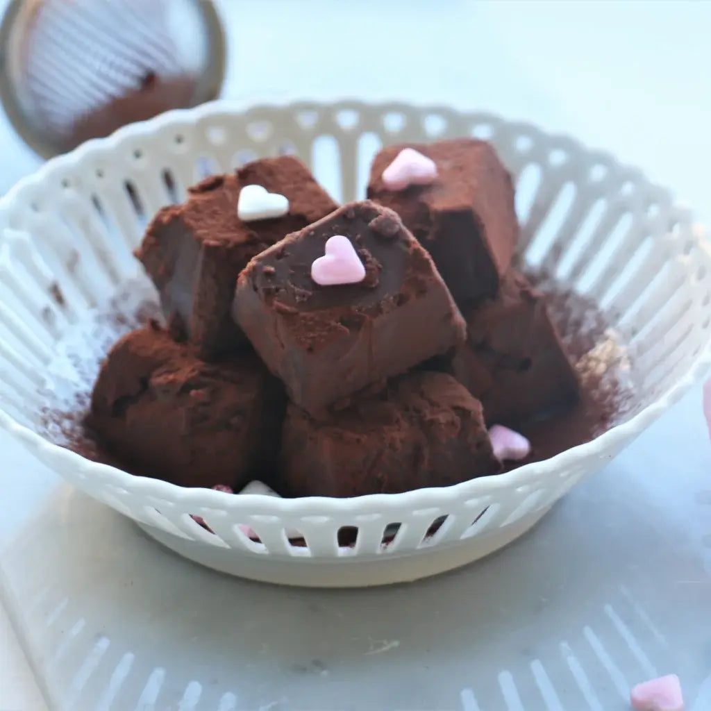 A bowl of baked Japanese chocolate. 