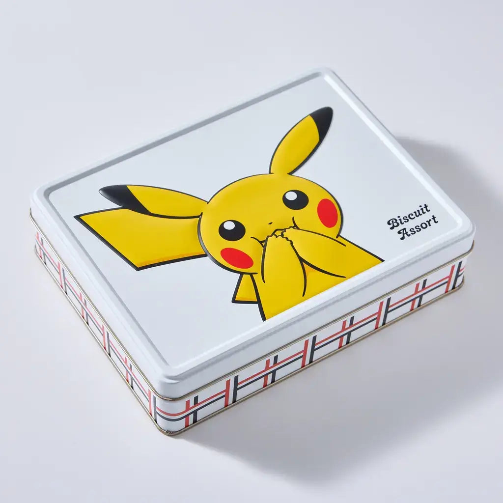 A box of chocolate biscuits with the Pokemon Pikachu on top. 