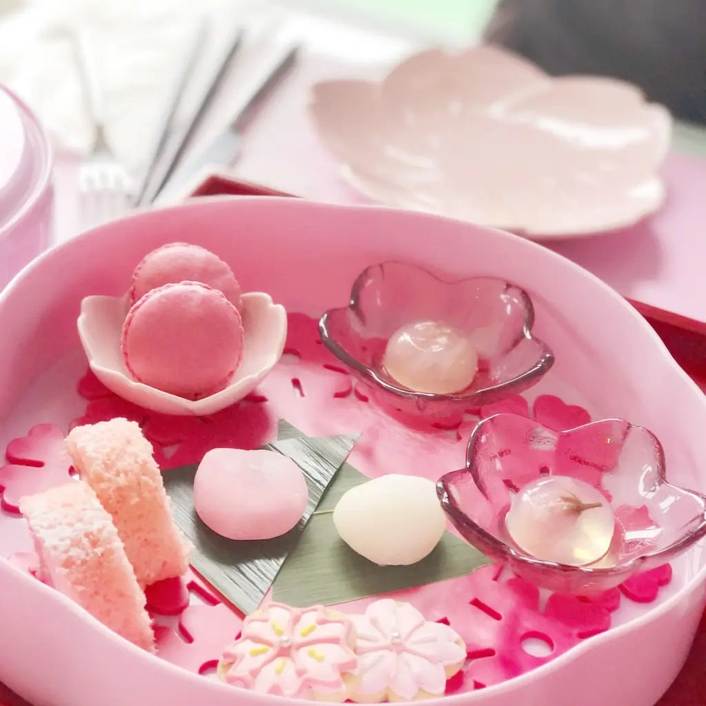 An assortment of cherry blossom snacks. 