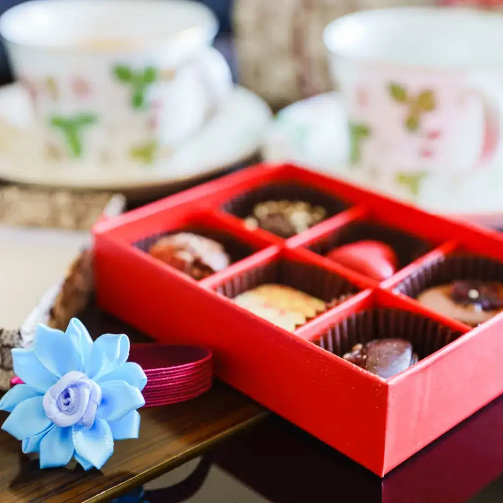 A box of chocolates for Valentine's Day. 