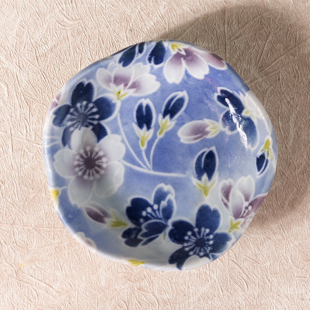 Mamezara Floral Blue Plate