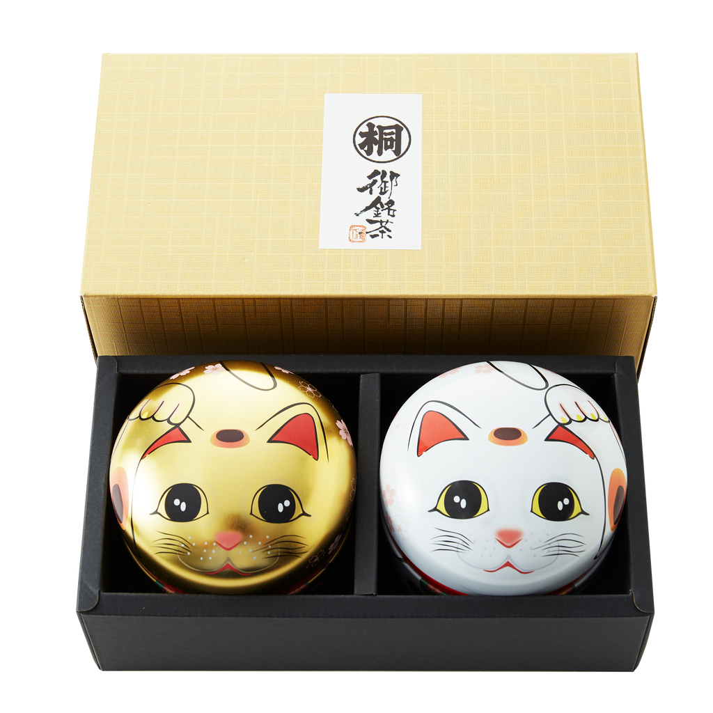 Maneki Neko Lucky Cat Tea Set - Hojicha & Fukamushicha-