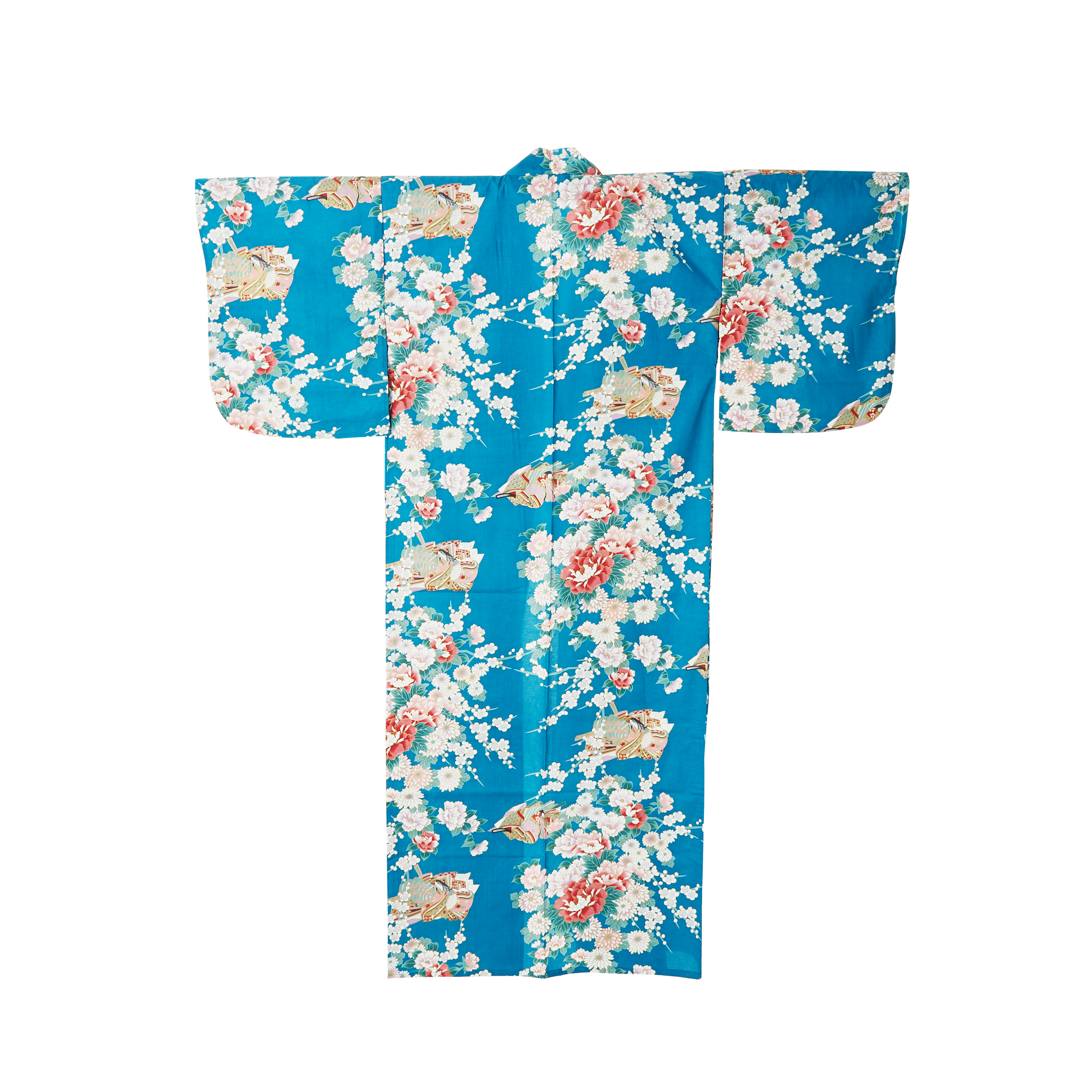 Japanese Kimono Robe - Turquoise Peony