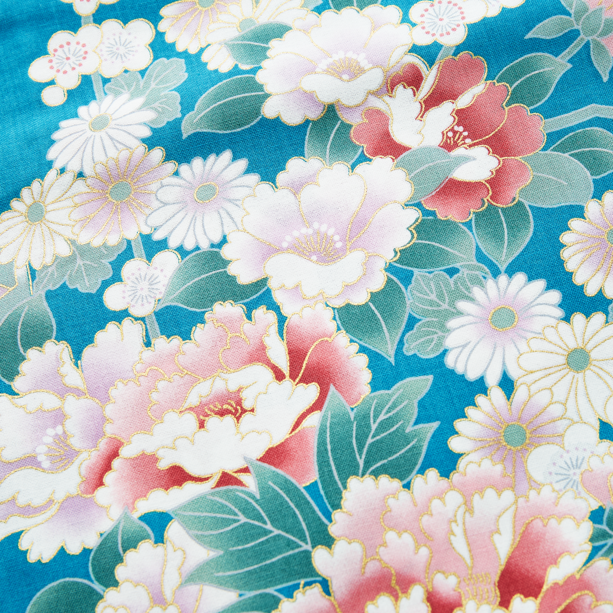 Japanese Kimono Robe - Turquoise Peony