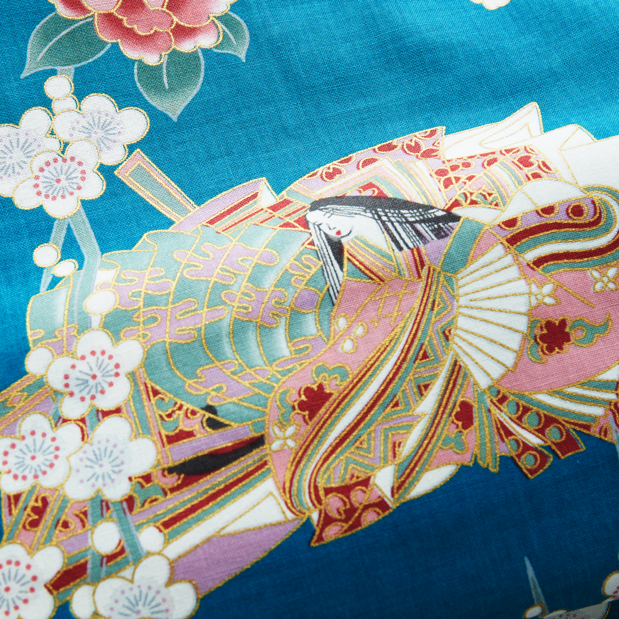 Japanese Kimono Robe - Turquoise Peony