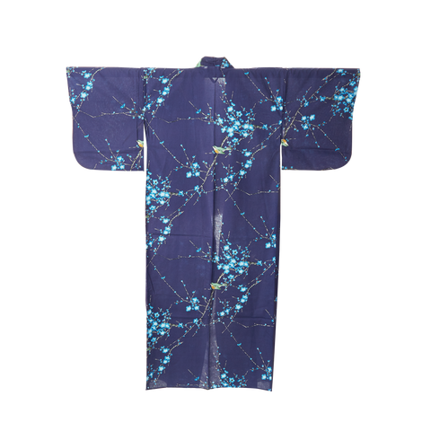Japanese Kimono Robe - Navy Blue Bird