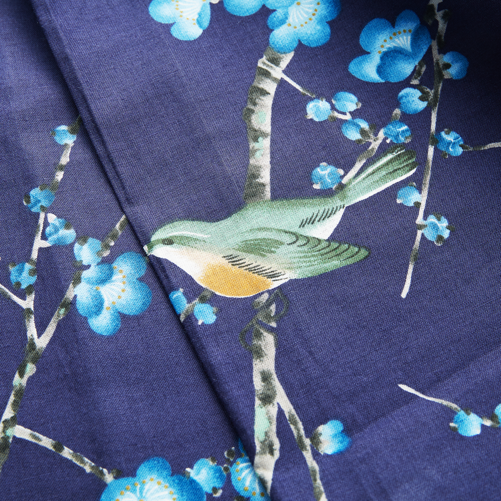 Japanese Kimono Robe - Navy Blue Bird