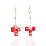 Japanese Origami Kimono Earrings - Red