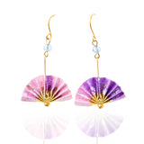 Japanese Origami Fan Earrings - Purple