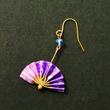 Japanese Origami Fan Earrings - Purple