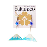Japanese Origami Mount Fuji Earrings - Blue