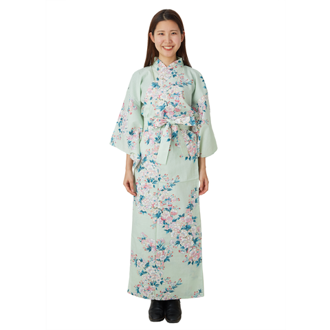 Japanese Kimono Robe - Light Green Sakura