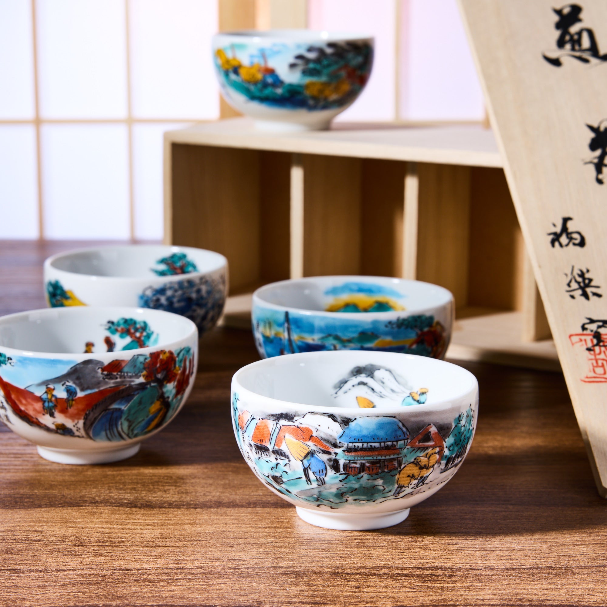 Ukiyo-e Sencha Teacup Set (5 pieces)