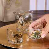 Wind God and Thunder God Glass Sake Set