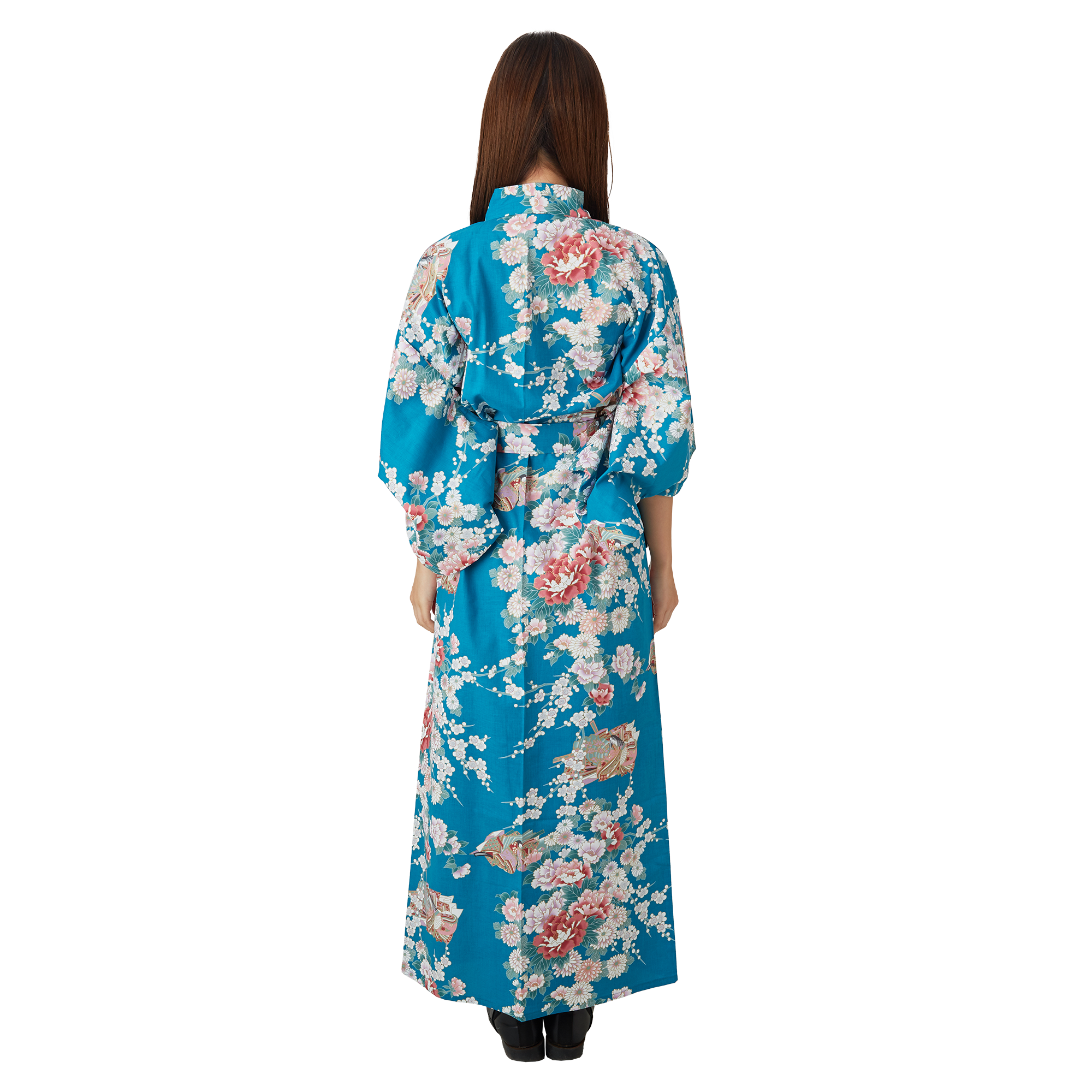 Japanese Kimono Robe - Turquoise Peony