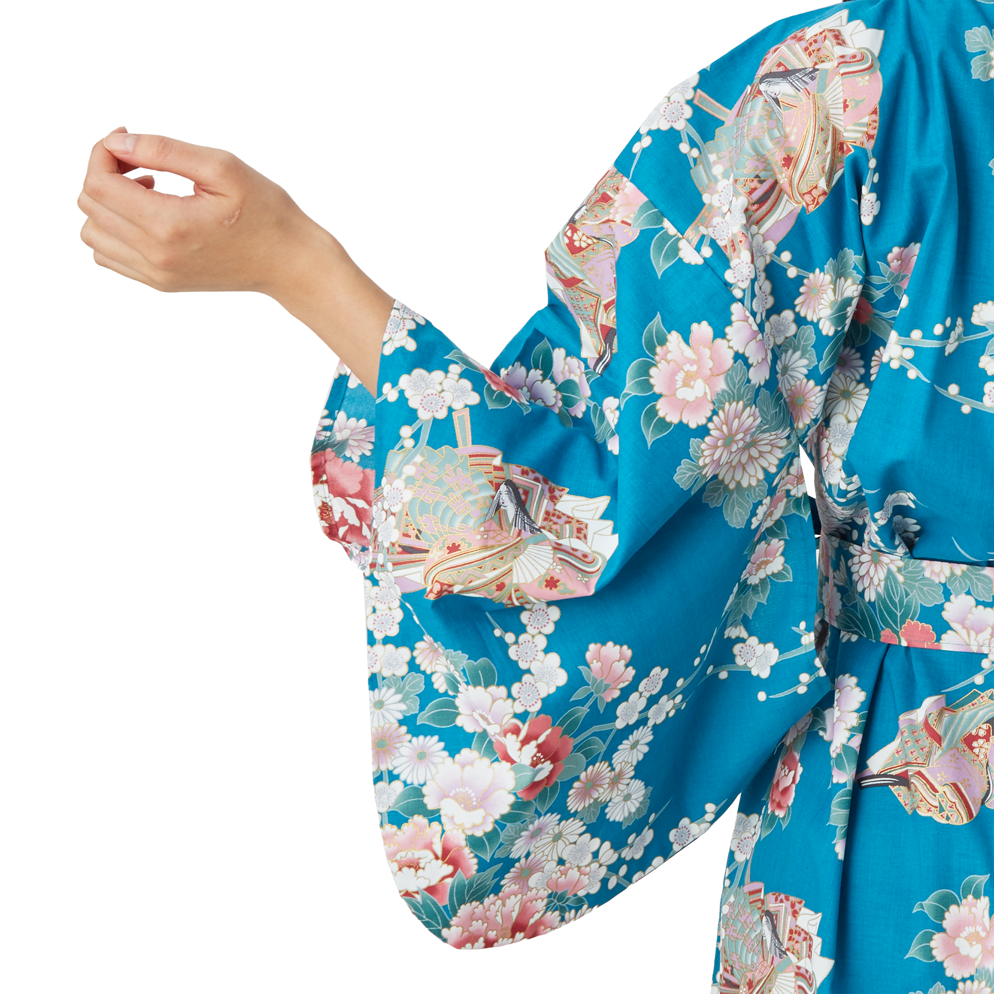 Japanese Kimono Robe - Turquoise Peony