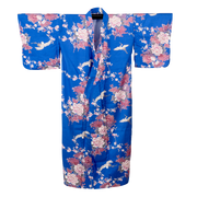 Japanese Kimono Robe (Blue Chrysanthemum & Peony)