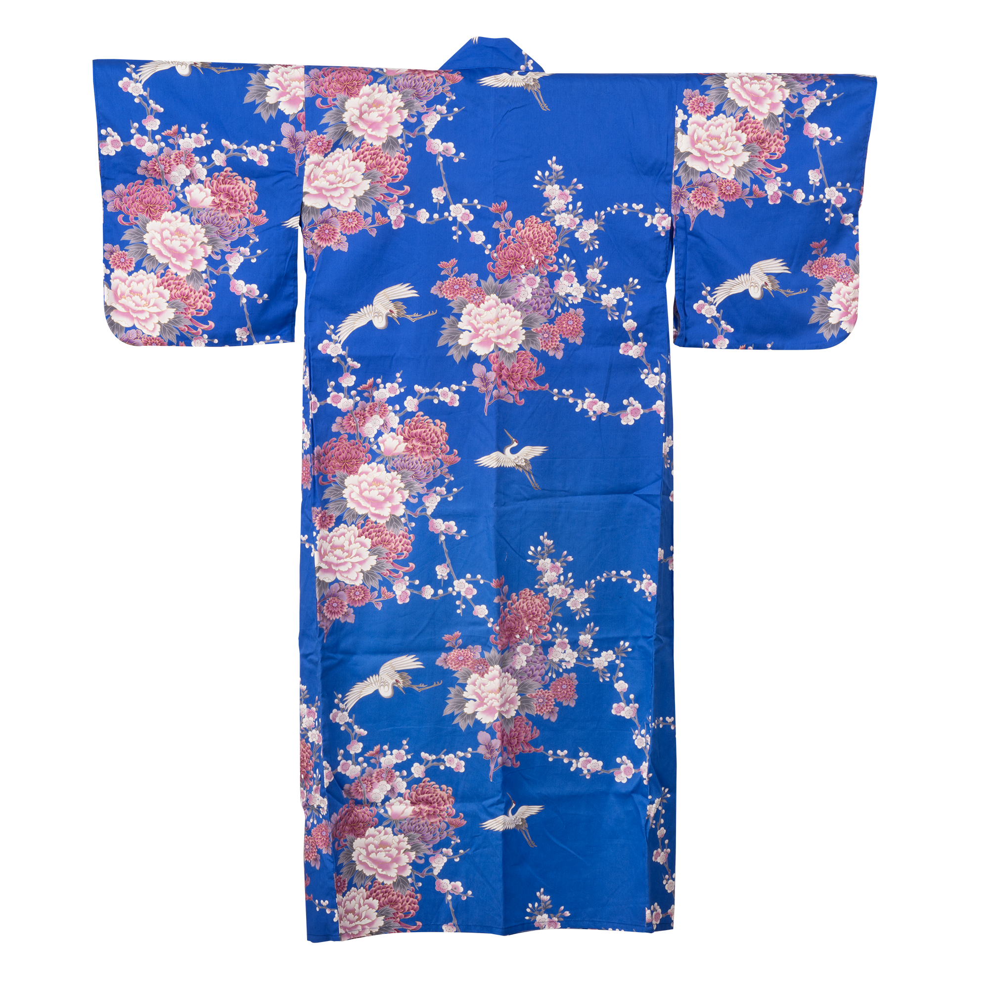 Japanese Kimono Robe (Blue Chrysanthemum & Peony)