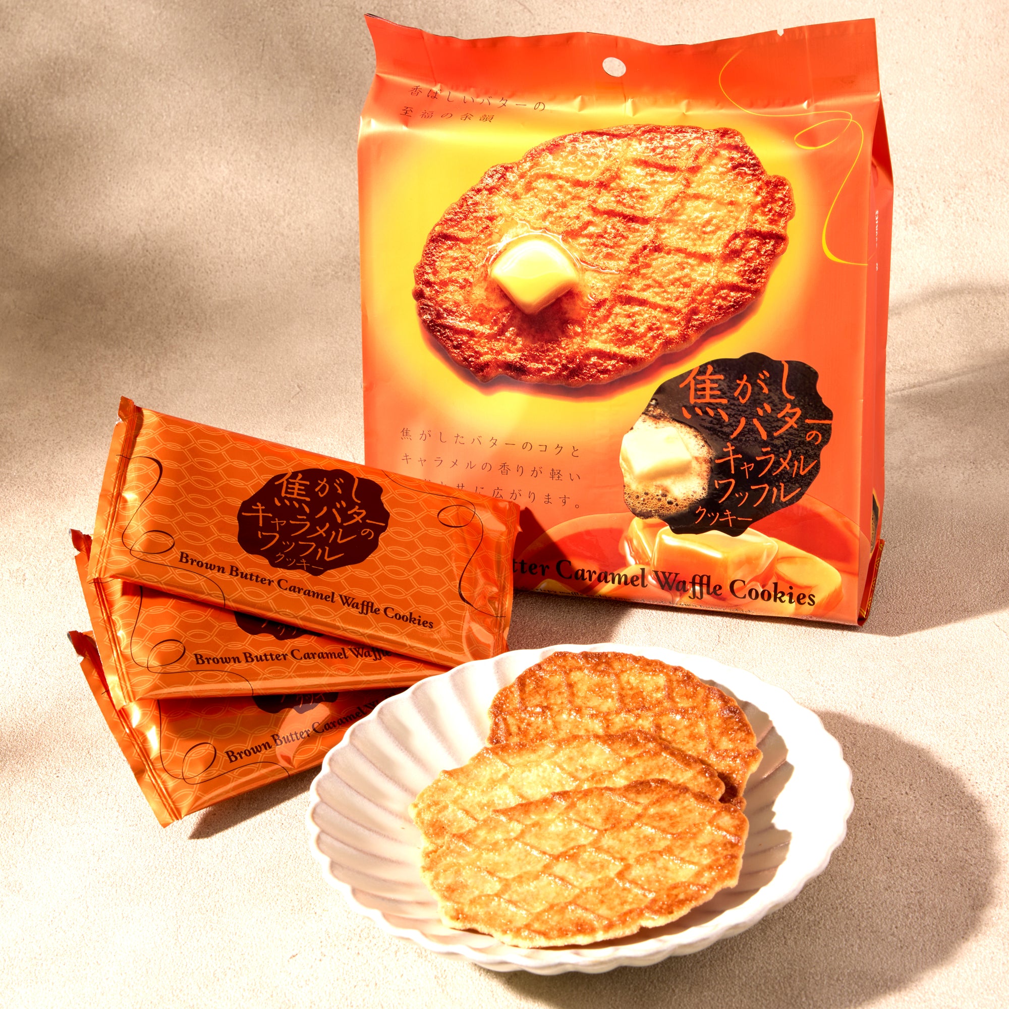 ジュン　メープル　ロボ　キャラメル　ラッキー Brown Butter Caramel Waffle Cookie (8 pieces) – Japan Haul