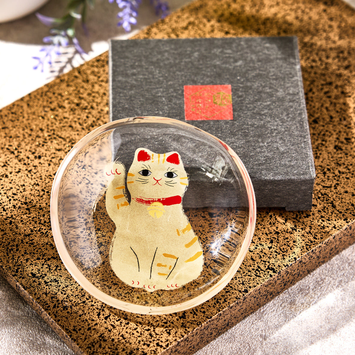 Tiger Maneki Neko Mini Glass Plate