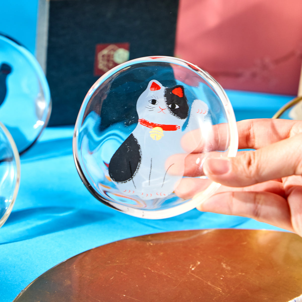 Spotted Maneki Neko Mini Glass Plate