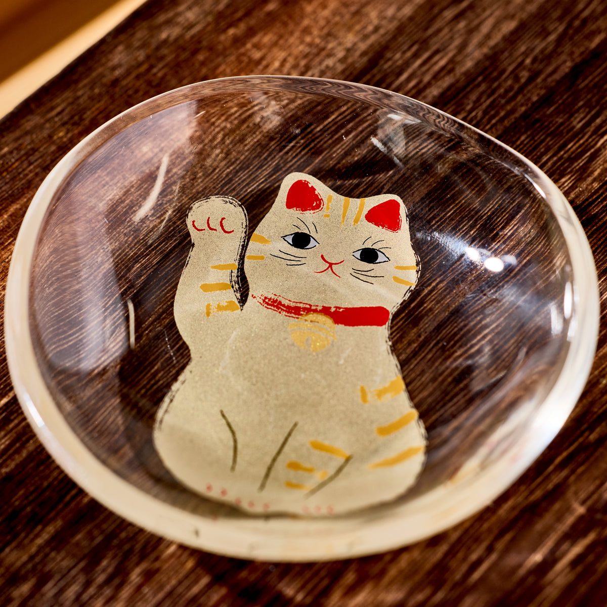 Tiger Maneki Neko Mini Glass Plate