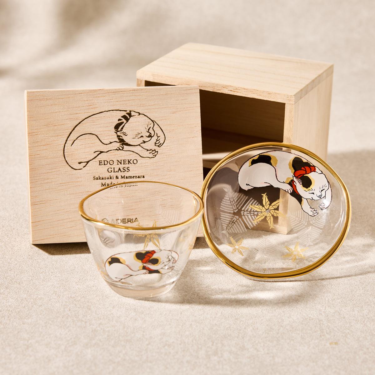 Calico Cat Sake Cup & Mini Plate
