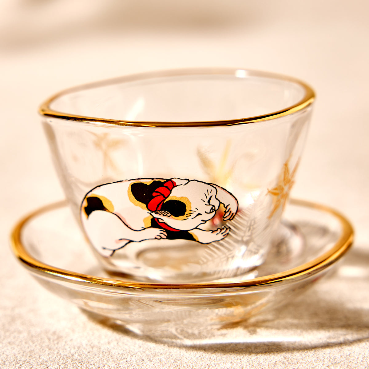 Calico Cat Sake Cup & Mini Plate