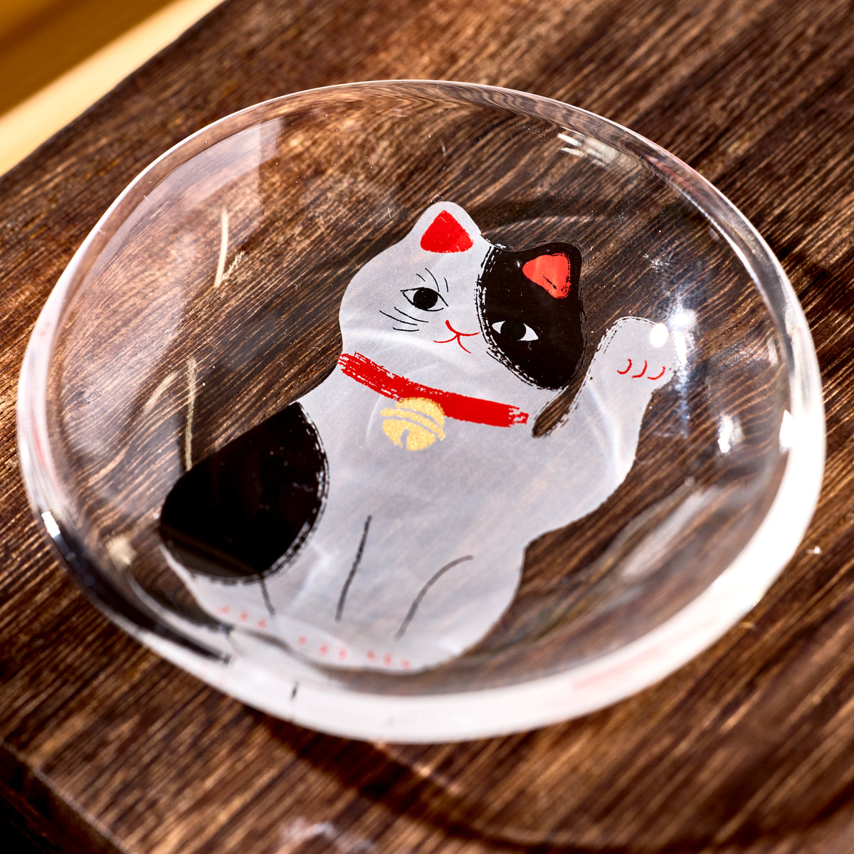 Spotted Maneki Neko Mini Glass Plate