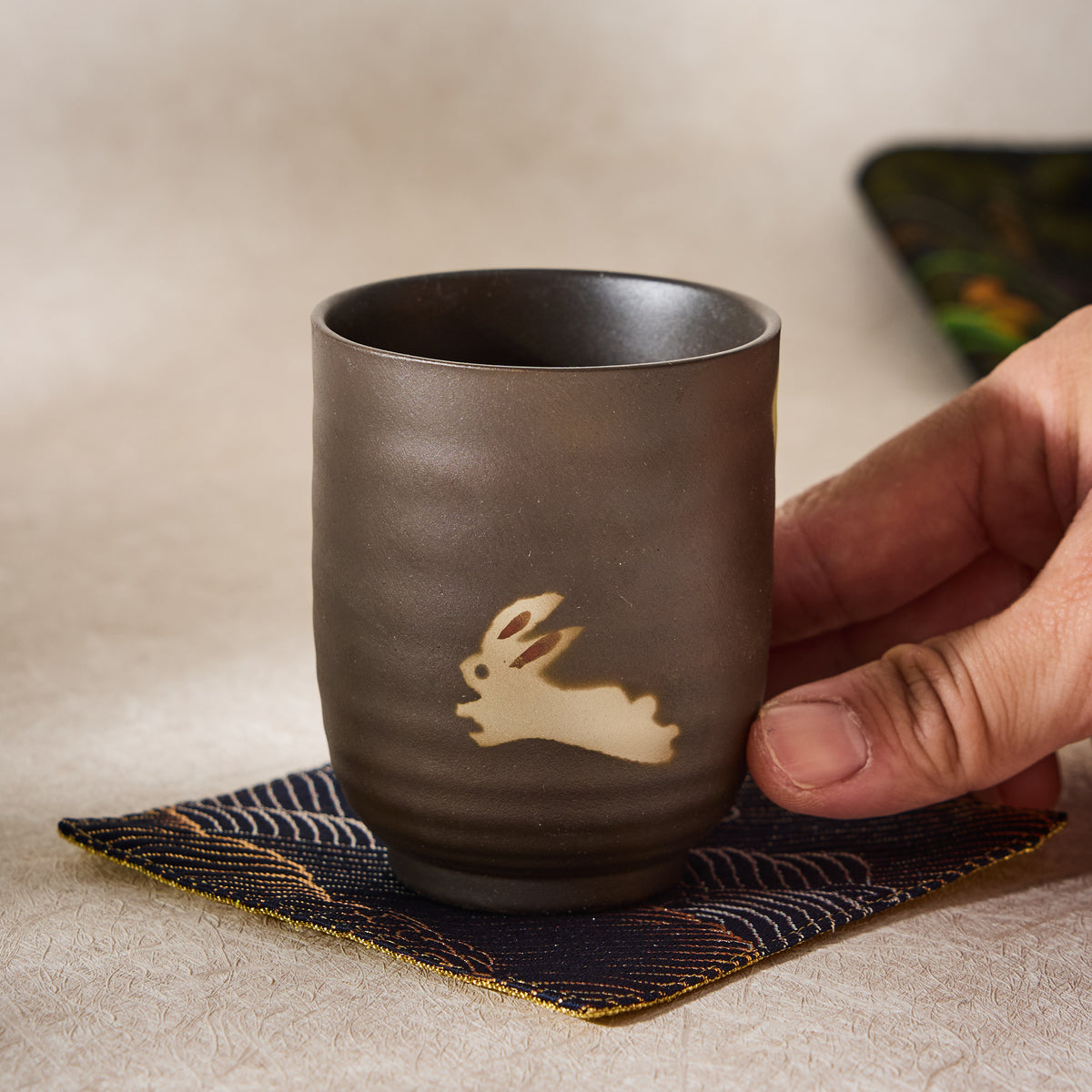 Tokoname Ware Tsukimi Rabbit Yunomi Teacup