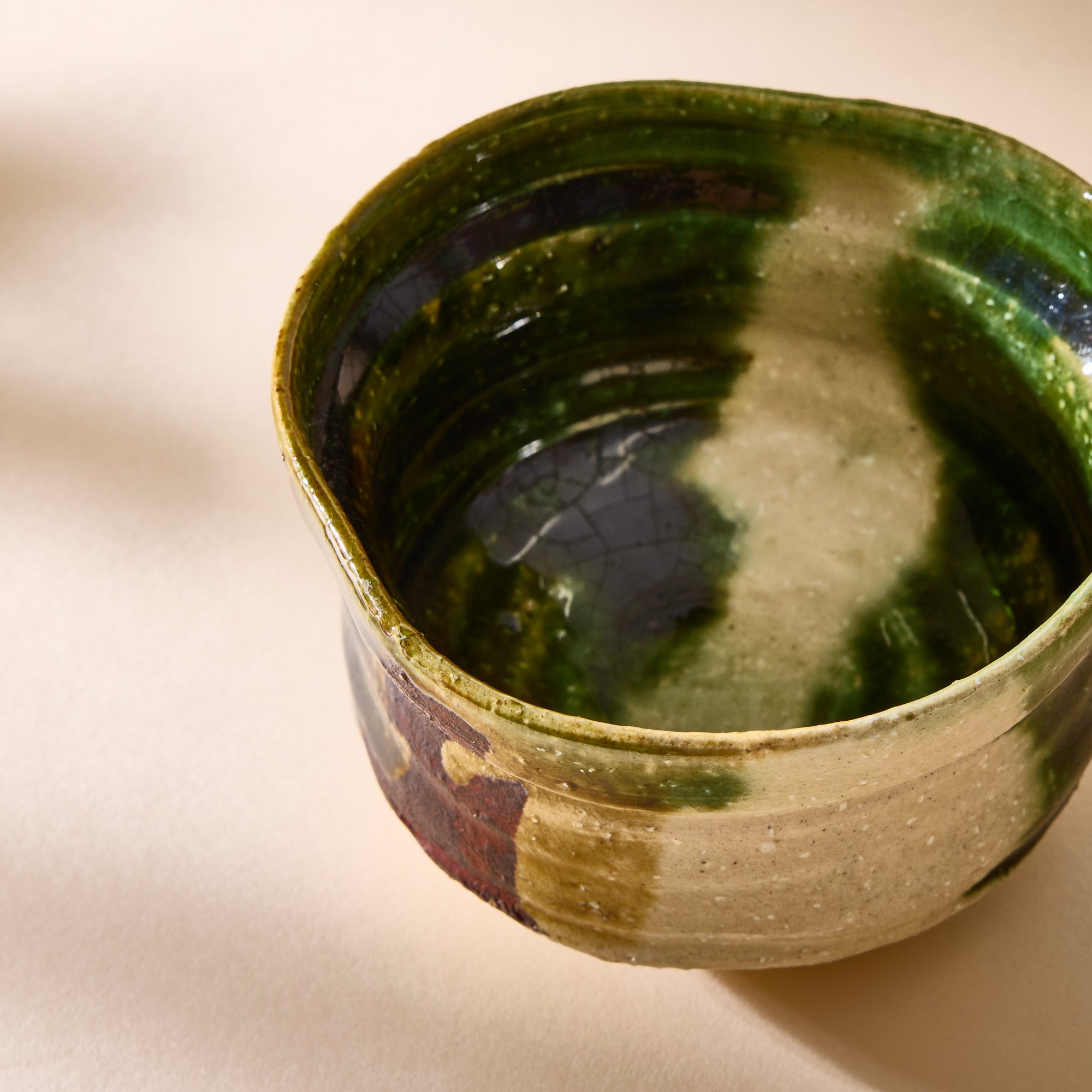 Oribe-style Mino Ware Matcha Bowl