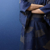 Japanese Kimono Robe (Navy Kumotori komon)