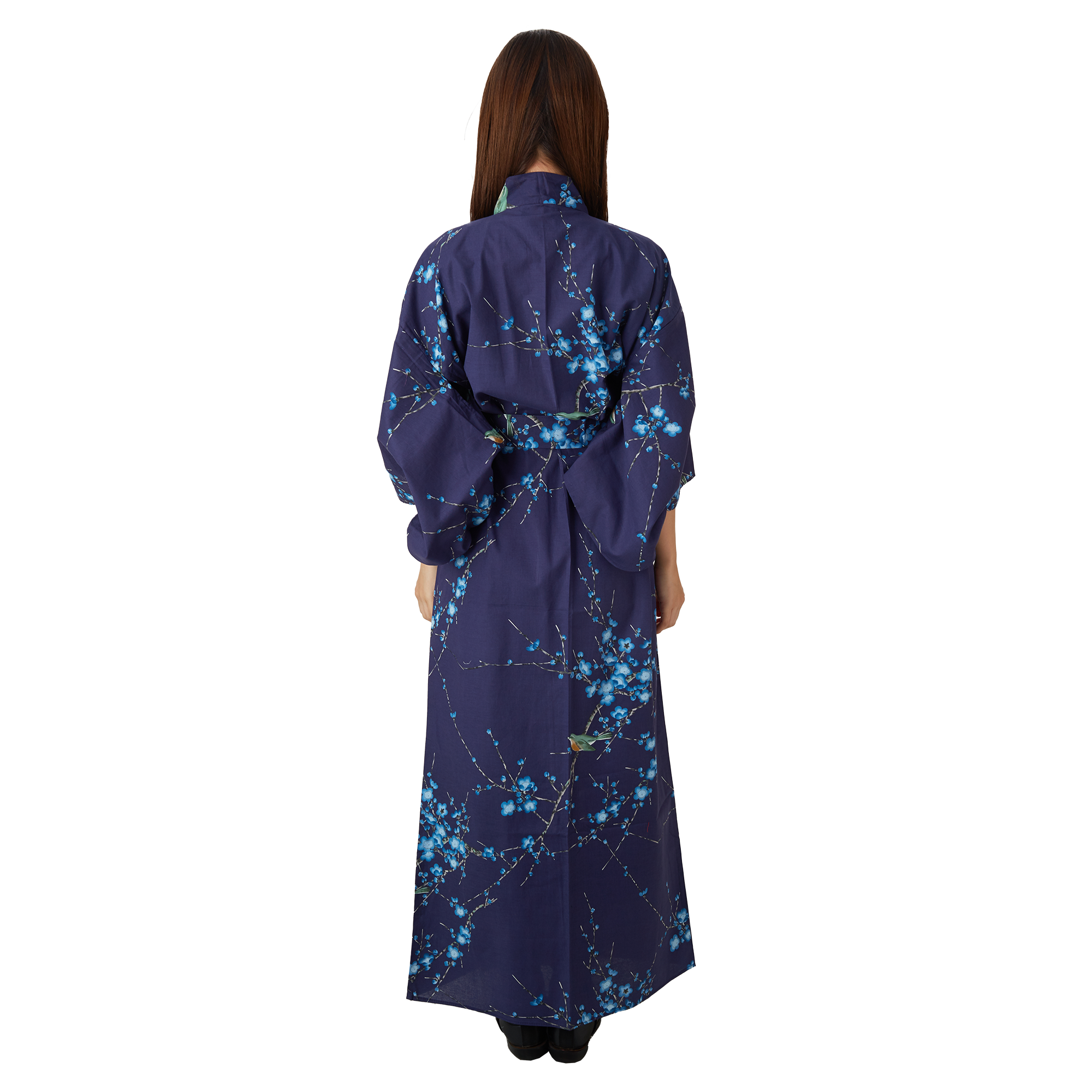 Japanese Kimono Robe - Navy Blue Bird