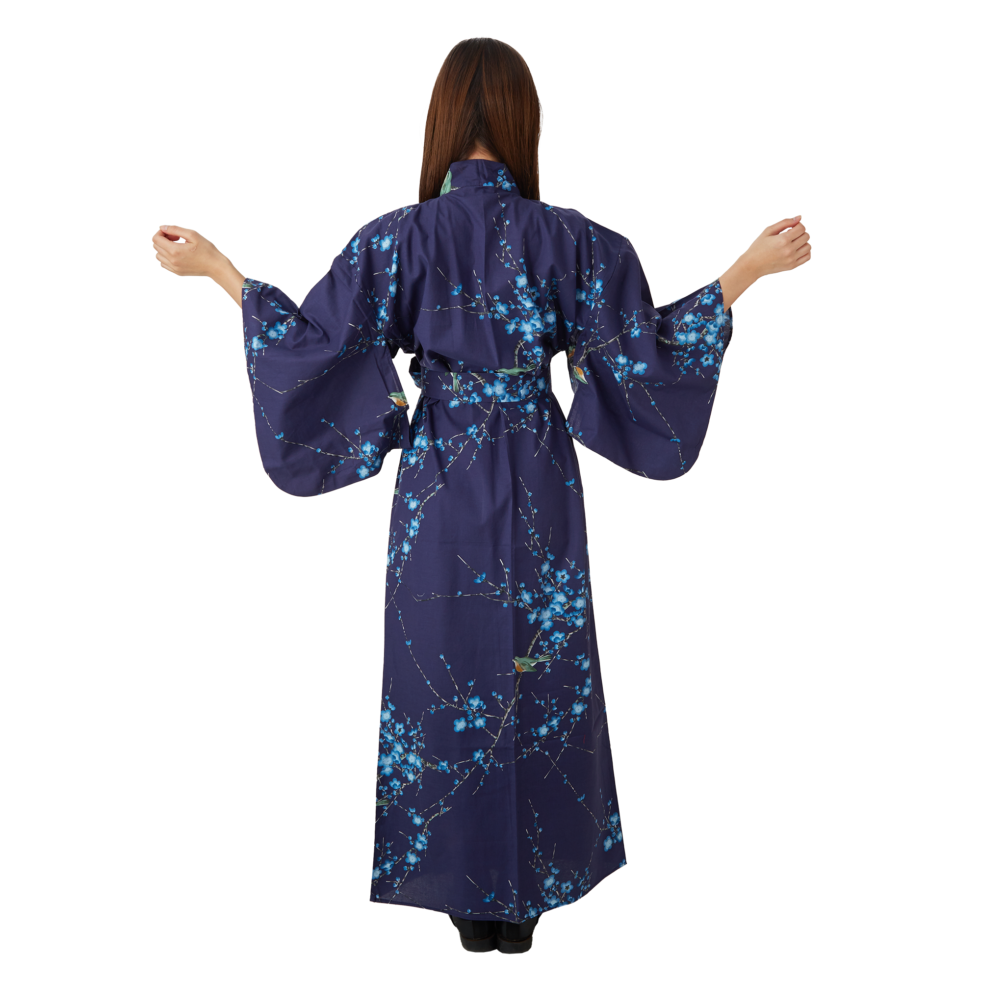 Japanese Kimono Robe - Navy Blue Bird