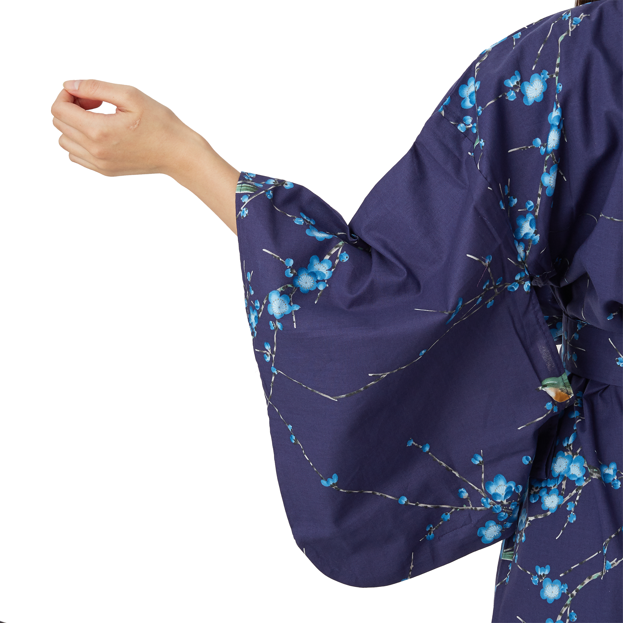 Japanese Kimono Robe - Navy Blue Bird