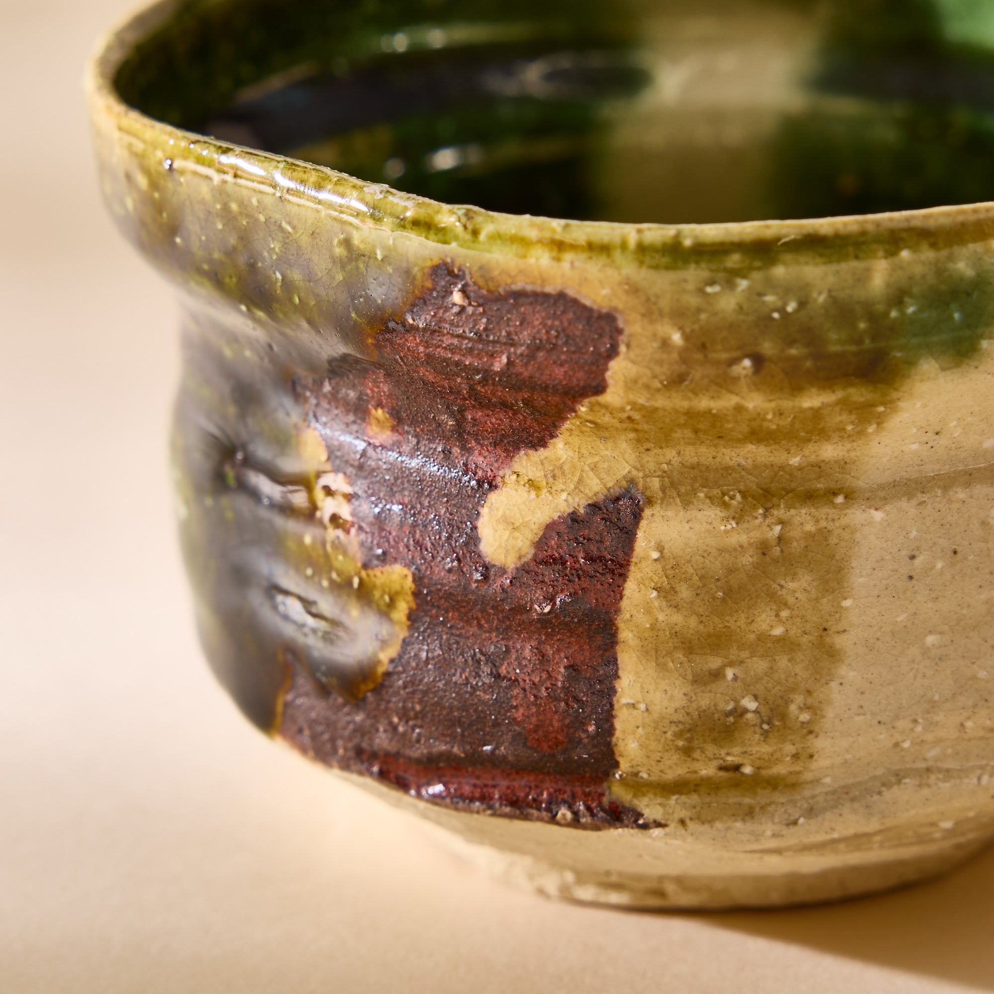 Oribe-style Mino Ware Matcha Bowl