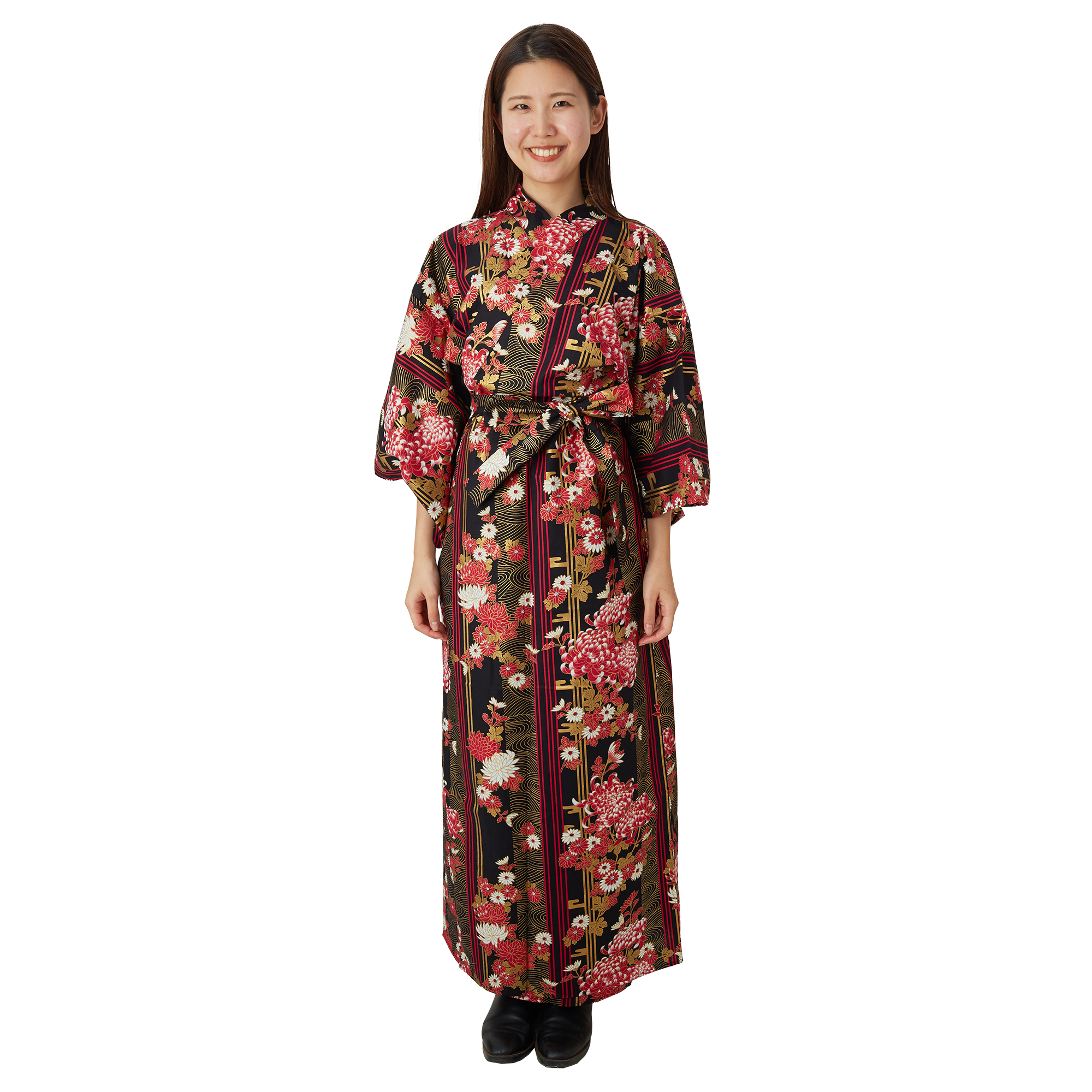 Japanese Kimono Robe Black Flowers Japan Haul