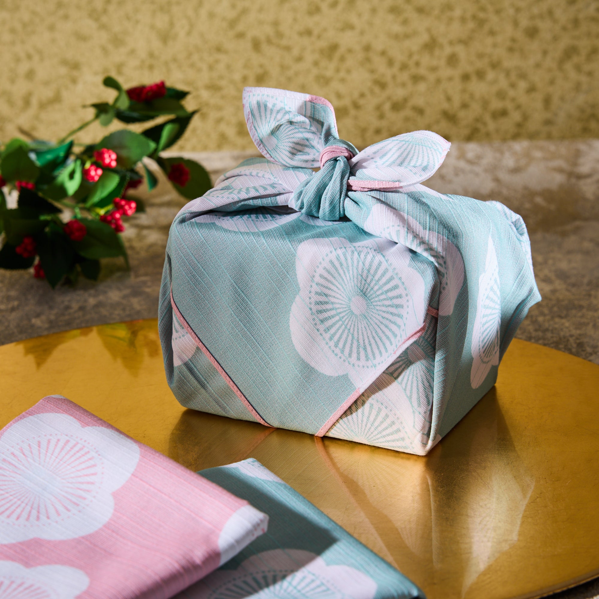Plum Blossom Reversible Furoshiki (Pink/Blue) 5pcs set