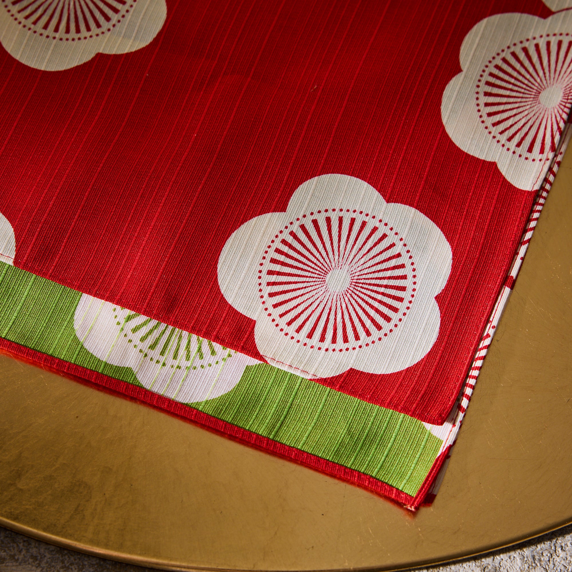 Plum Blossom Reversible Furoshiki (Red/Green) 5pcs set