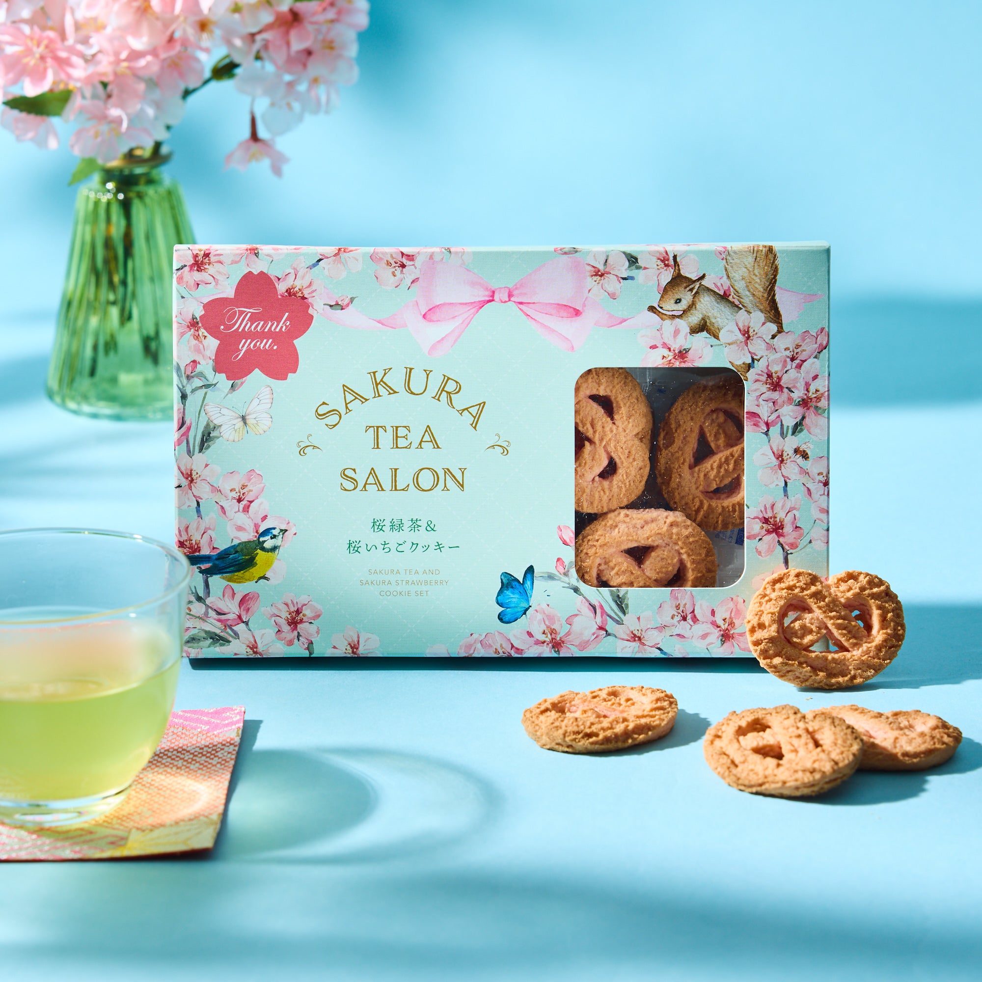 Sakura Green Tea & Strawberry Cookies Gift Set