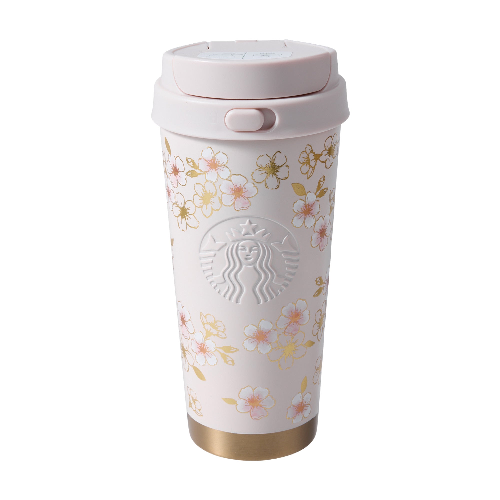 Starbucks Sakura 2026 Stainless Steel TOGO Bottle Pink Beige & Gold 473ml