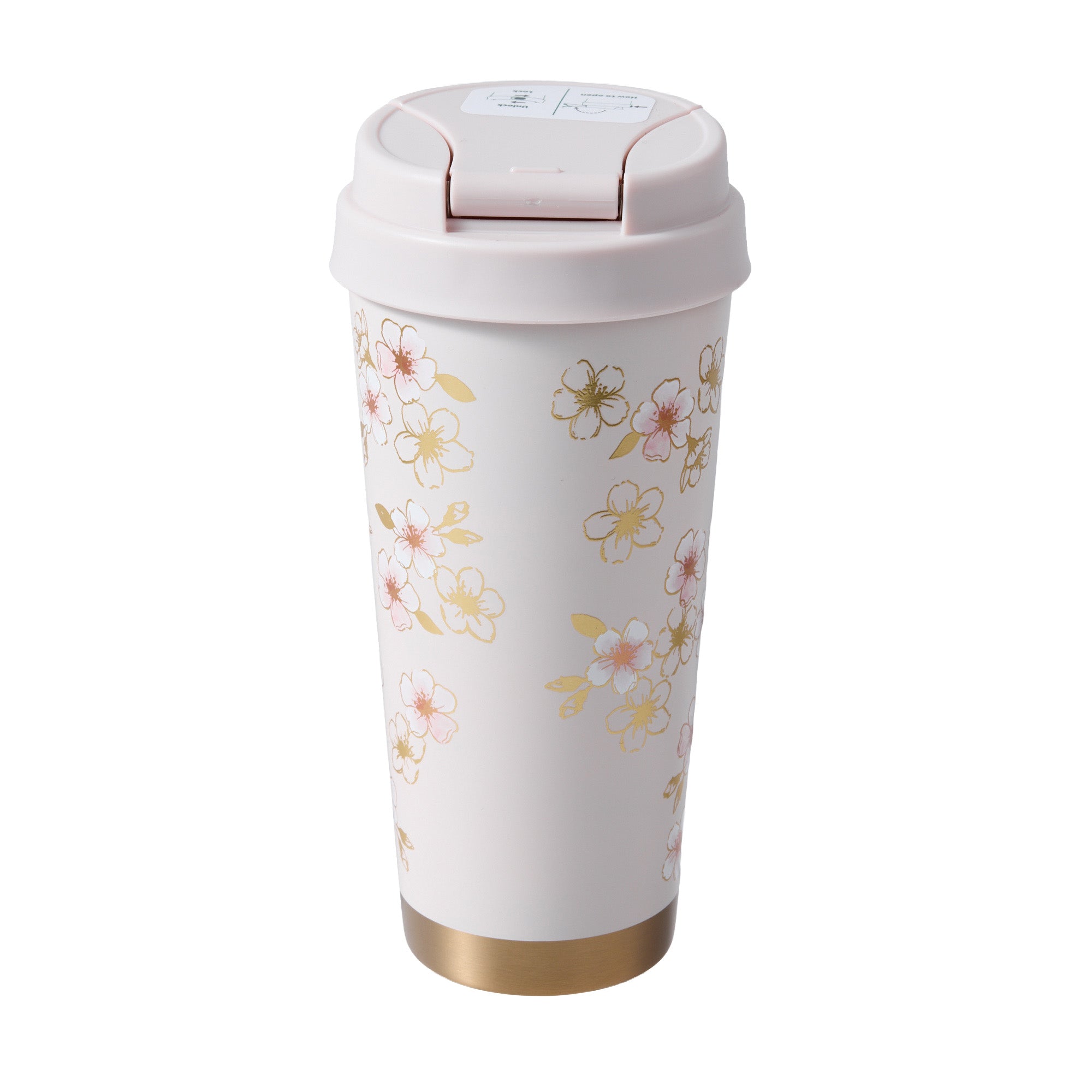Starbucks Sakura 2026 Stainless Steel TOGO Bottle Pink Beige & Gold 473ml
