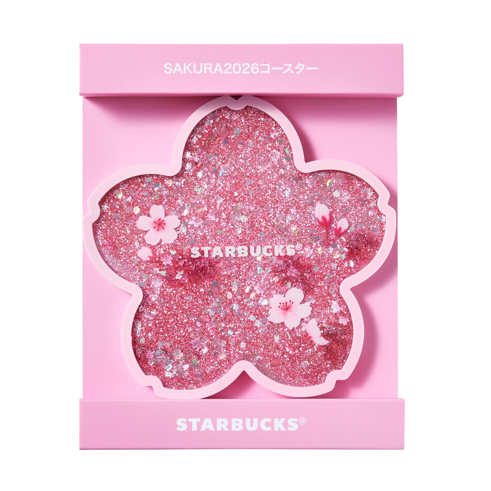 Starbucks Sakura 2026 Pink Glitter Coaster
