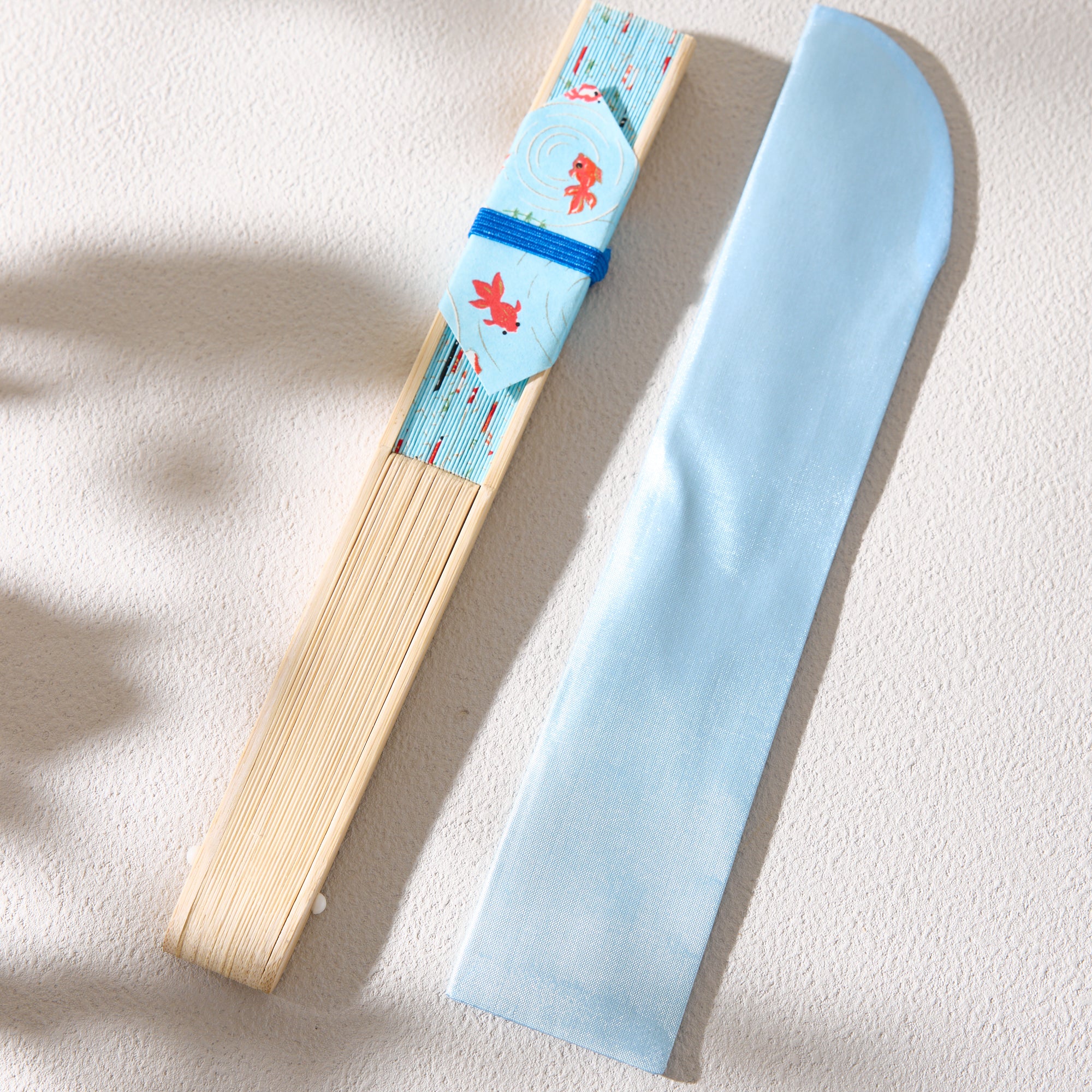 Yuzen Folding Fan (Blue Goldfish)