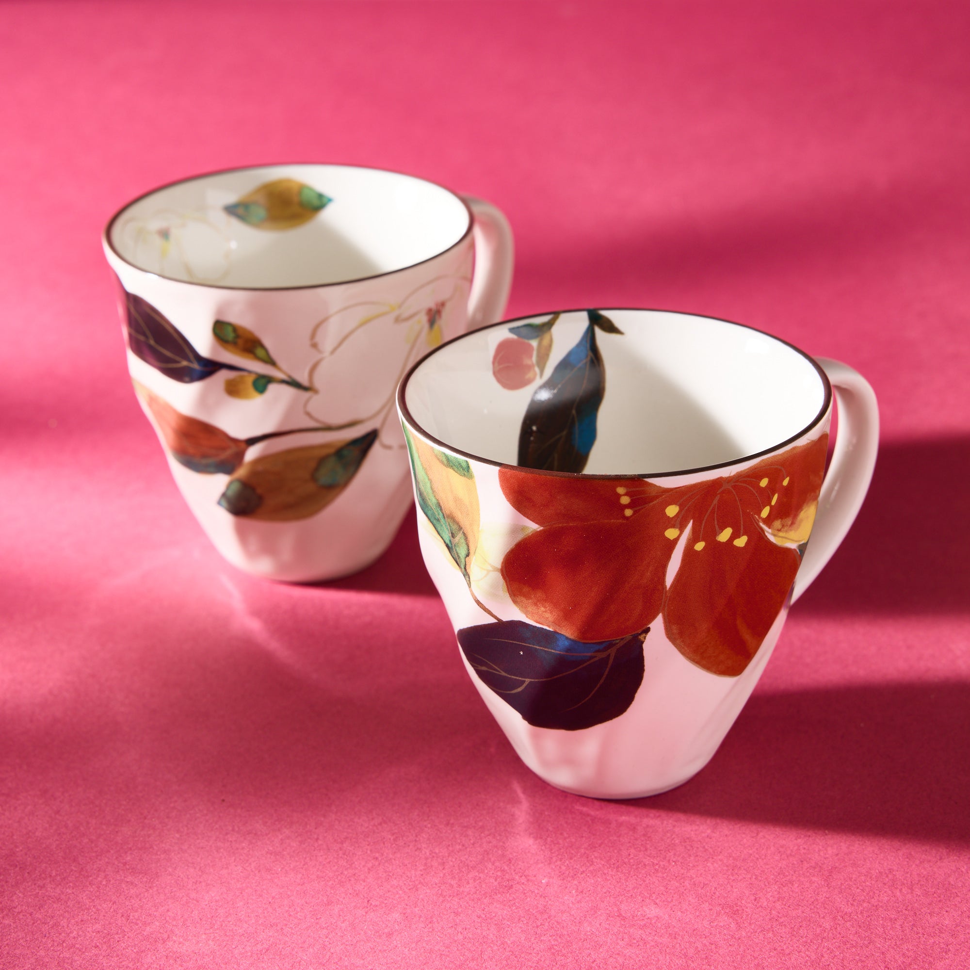 Floral Chirimen Mino Ware Mug Set