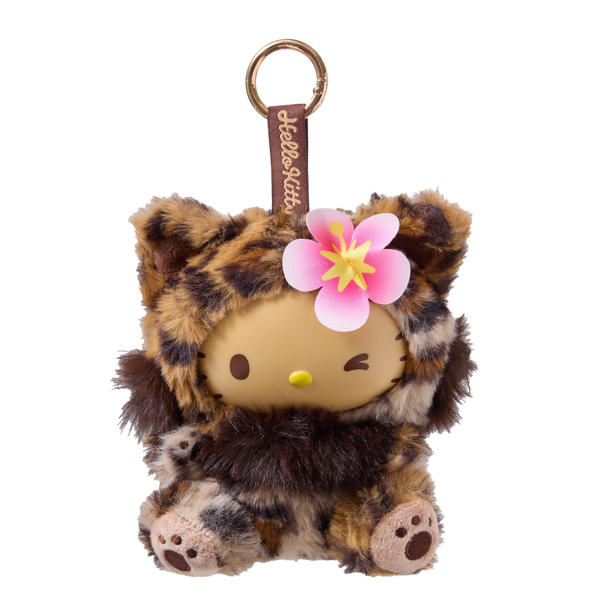 Fine Face Cat Hello Kitty Plush Keychain– Leopard Print